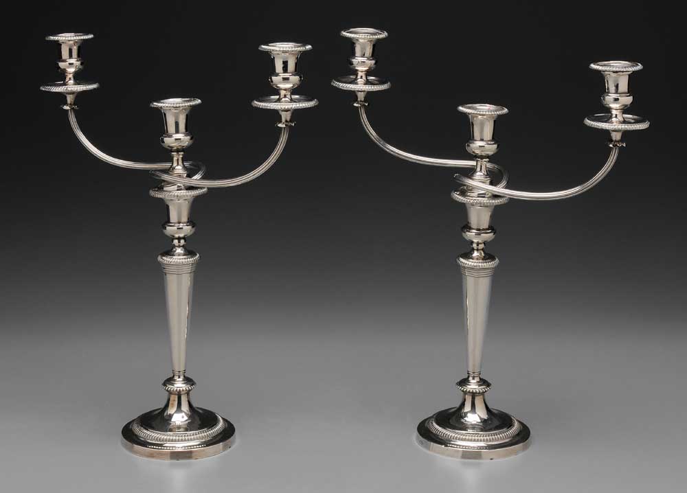 Appraisal: Pair Matthew Boulton Sheffield Plate Candelabra English early th century