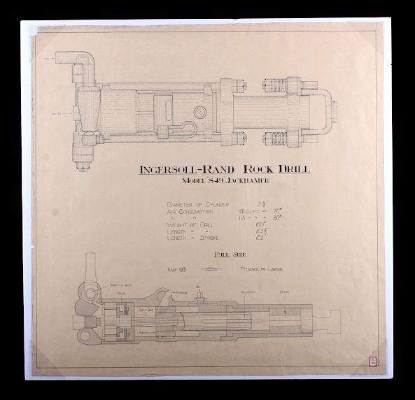 Appraisal: Ingersoll-Rand Rock Drill Schematic Drawing This is an original Ingersoll-Rand