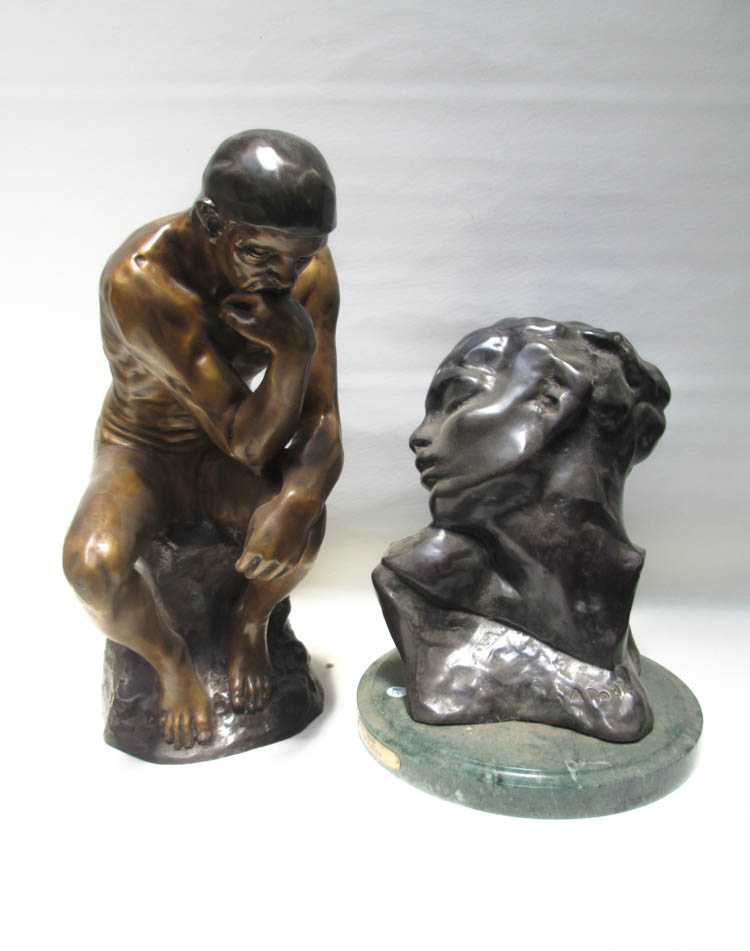 Appraisal: TWO BRONZE FIGURAL SCULPTURES after Auguste Rodin French - Le