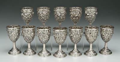 Appraisal: Set Schofield sterling goblets matching with rolled rims raised bases