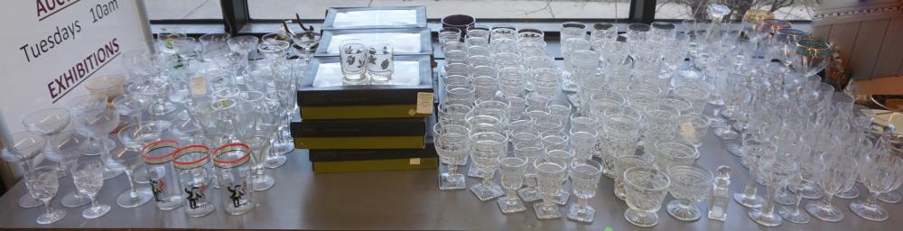 Appraisal: COLLECTION OF BARWARE INCLUDING CUT ETCHED PRESSED AND COLORED GLASSCollection