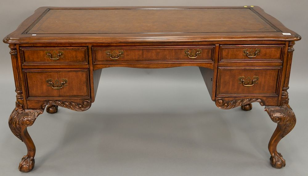 Appraisal: Sligh furniture leather top desk ht in wd in Sligh