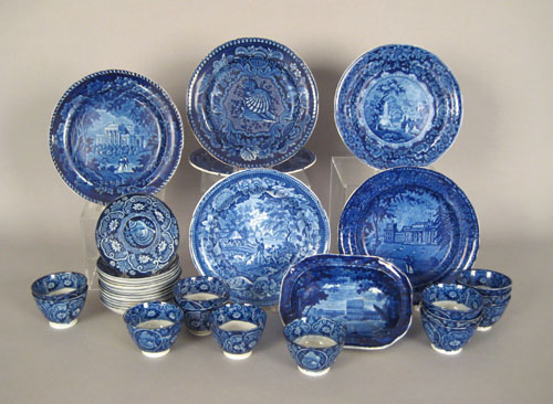 Appraisal: Blue Staffordshire transfer tableware with various English scenes th c