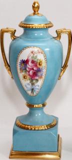 Appraisal: FRENCH PORCELAIN COVERED URN H FRENCH PORCELAIN COVERED URN H