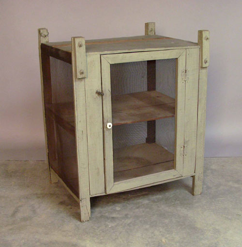 Appraisal: Pine and wire mesh pie safe h w