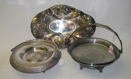 Appraisal: THREE PIECES AMERICAN SILVER-PLATE two are Victorian era footed nut