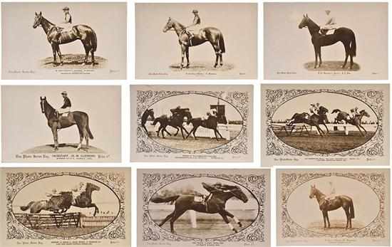 Appraisal: SIXTEEN HORSE RACING POSTCARDS Don Photo Series circa early s