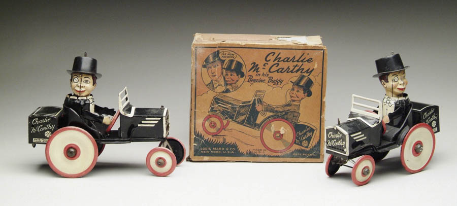 Appraisal: CHARLIE MCCARTHY CRAZY CARS WITH O B Cars are lithographed