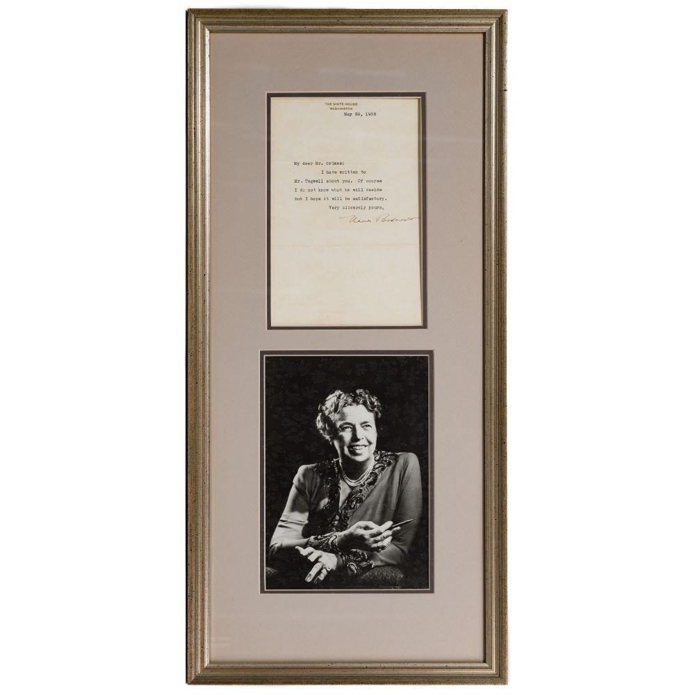 Appraisal: ELEANOR ROOSEVELT AUTOGRAPH PSAHaving a signed White House letter over