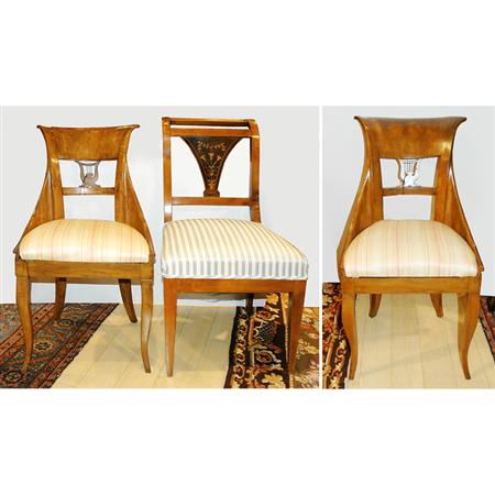 Appraisal: Pair of Biedermeier Side Chairs Together with a Biedermeier Inlaid