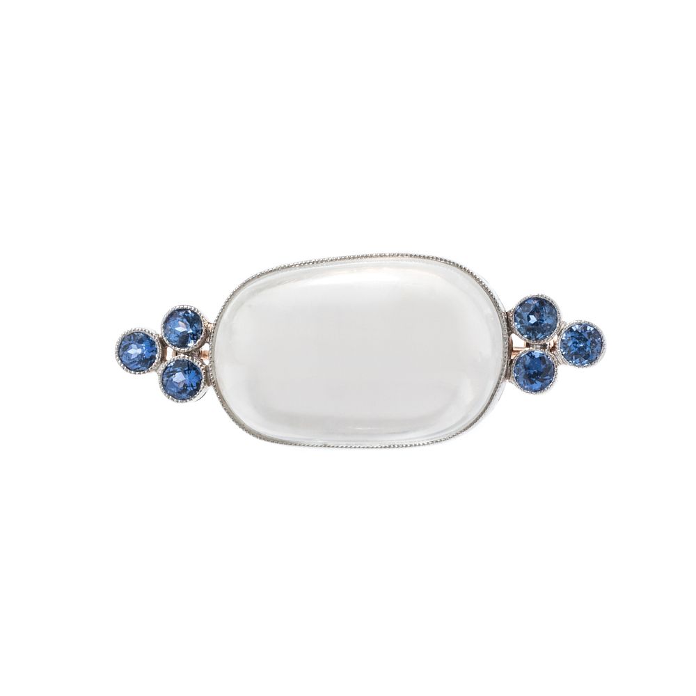 Appraisal: TIFFANY CO LOUIS COMFORT TIFFANY MOONSTONE AND SAPPHIRE BROOCH TIFFANY