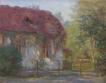 Appraisal: Christian Asmussen Denmark - A Country Cottage Oil on canvas