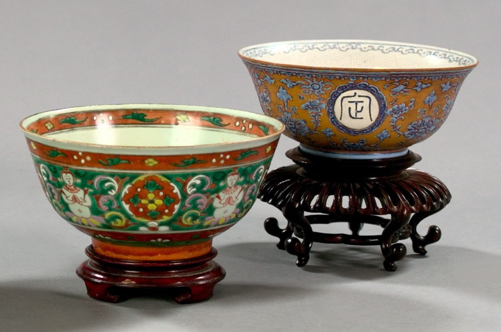 Appraisal: Two Chinese Export Porcelain Bowls-on-Stands second quarter th century one