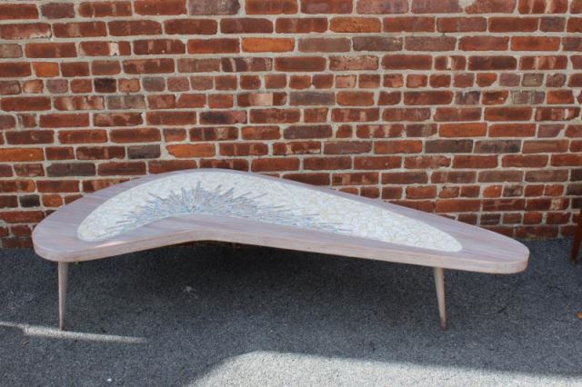 Appraisal: Midcentury Boomerang Style Tile Top Coffee Table Possibly Italian Stencil