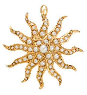 Appraisal: kt Pearl Starburst Brooch set with graduating half-round cultured pearls