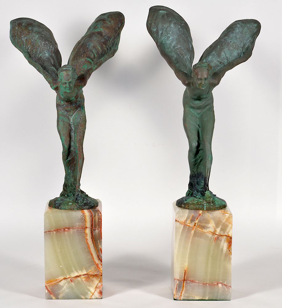 Appraisal: Charles Sykes 'Spirit of Ecstacy' Bronze Figures Charles Sykes U