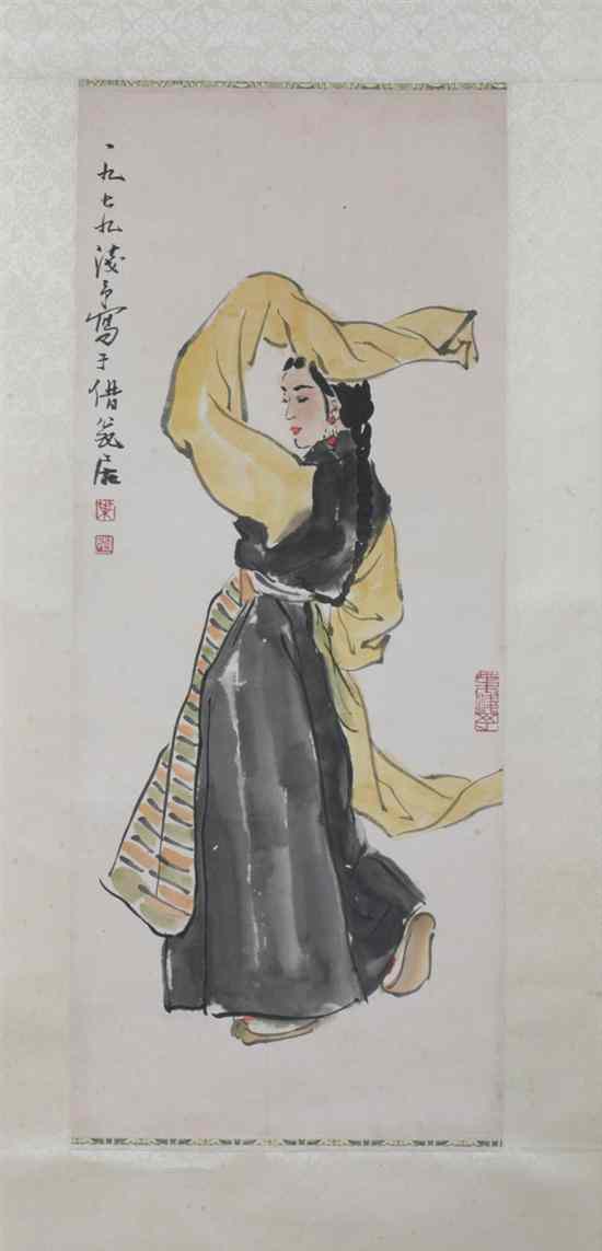 Appraisal: AFTER YE QIAN YU Chinese - DANCER ink and color