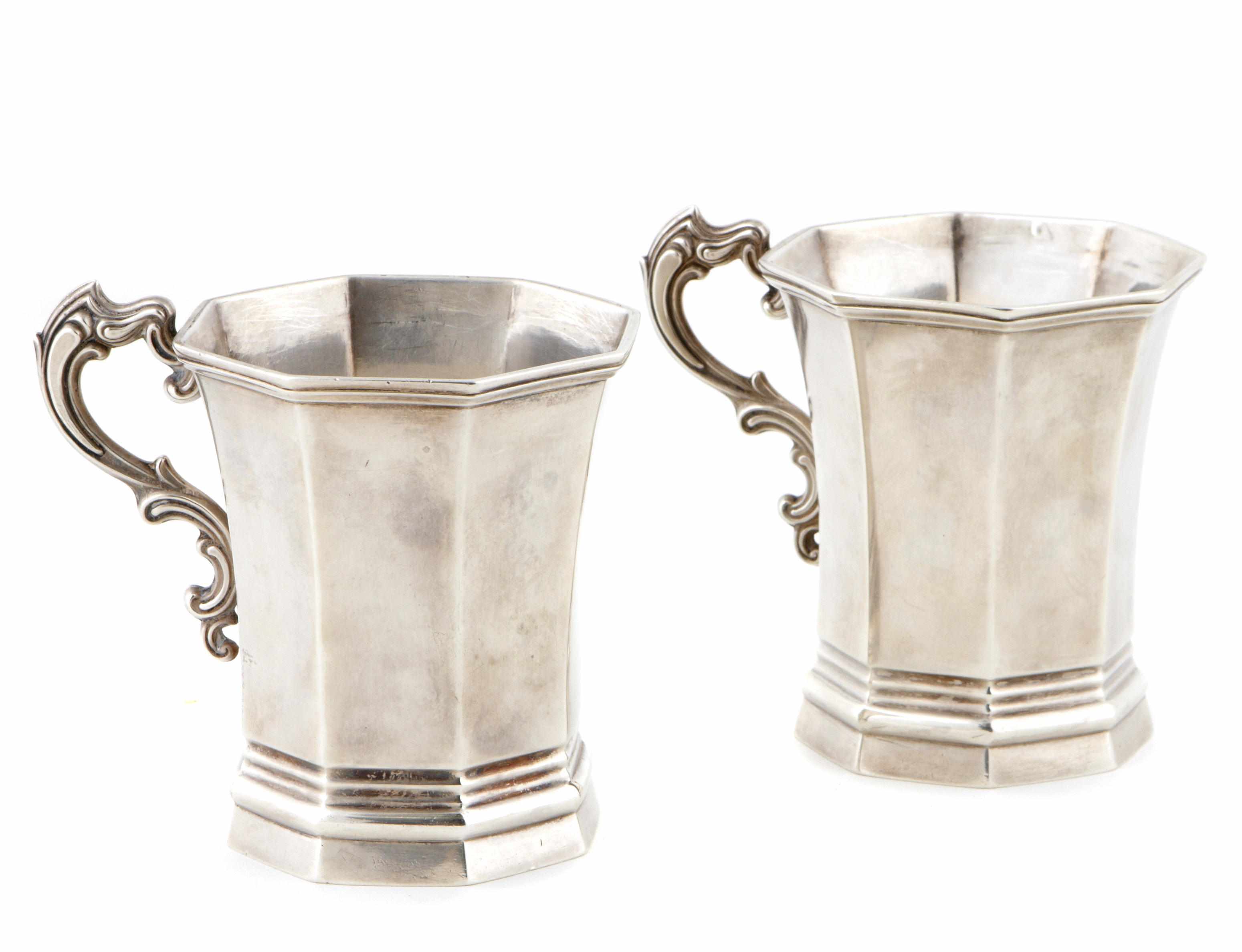 Appraisal: A pair of American coin silver octagonal mugs William Gale