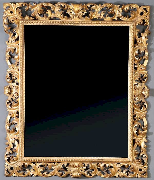 Appraisal: FLORENTINE CARVED GILT WOOD MIRROR A VERY FINE FLORENTINE ROCOCO