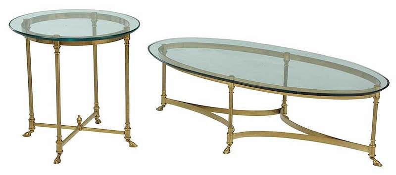 Appraisal: Two Neoclassical Style Glass Top Tables Italian th century lacquered