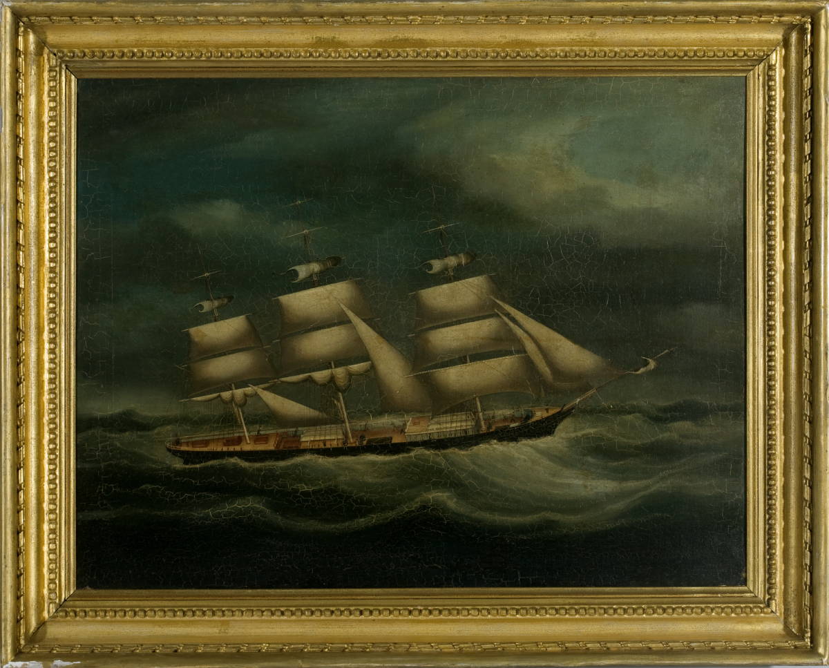 Appraisal: CHINA TRADE PAINTING OF A CLIPPER SHIP IN HEAVY SEAS