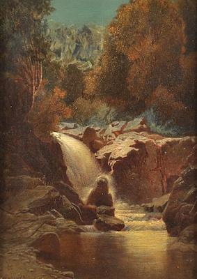 Appraisal: Alexander Lawrie American - Forest waterfall Oil on board possibly