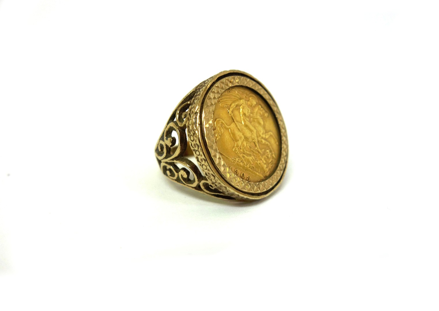 Appraisal: A half sovereign in ct gold ring mount g