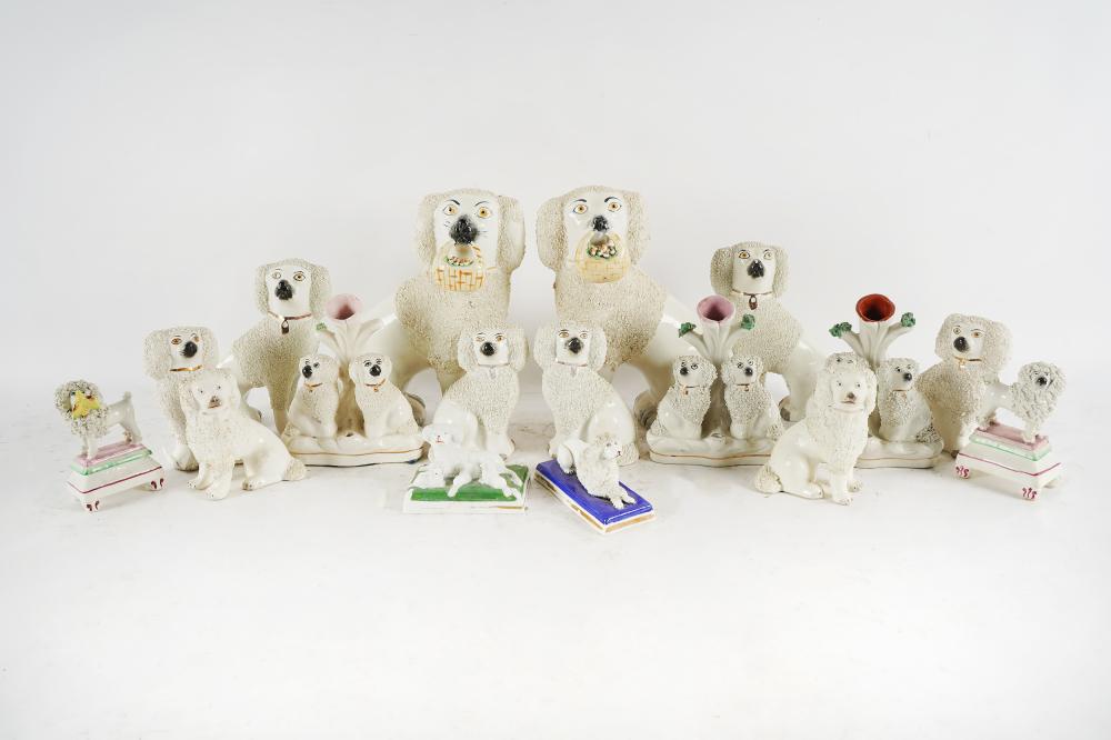 Appraisal: COLLECTION OF STAFFORDSHIRE PORCELAIN DOGScomprising pieces including seven pairs the