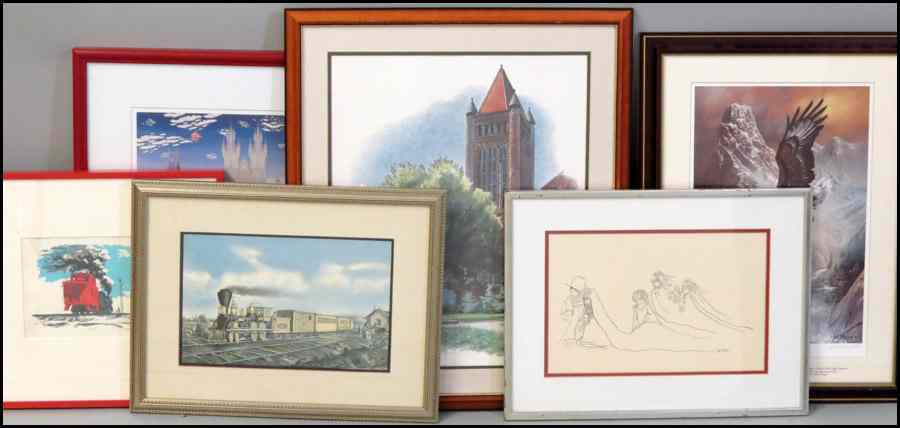 Appraisal: GROUP OF SIX FRAMED ASSORTED TH CENTURY PRINTS Various sizes