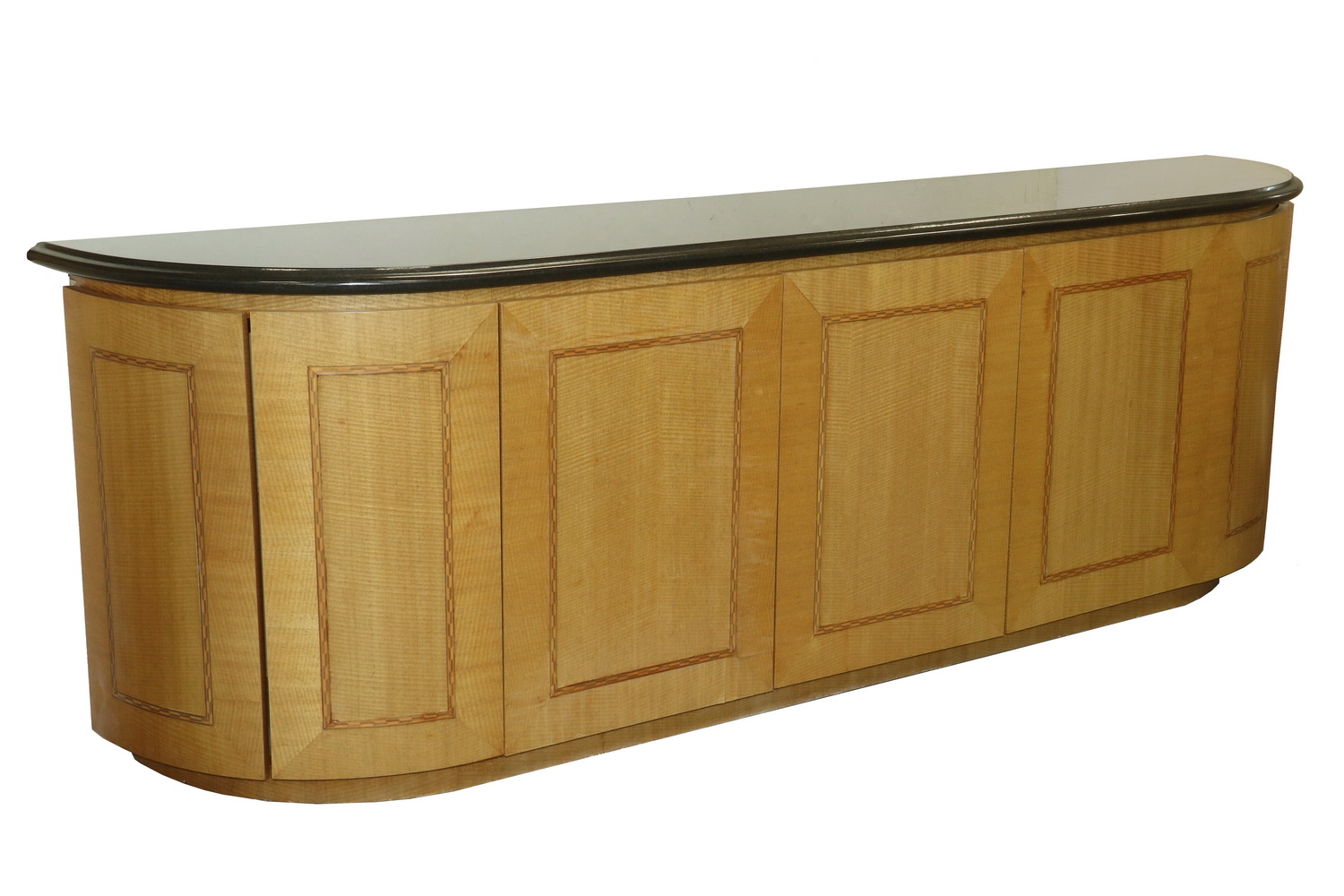 Appraisal: MODERNIST STONE TOP OFFICE CREDENZA Spessart Oak Rift Resawn Veneer