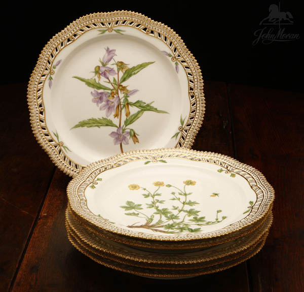 Appraisal: Six Royal Copenhagen Flora Danica dinner plates Six Royal Copenhagen