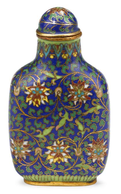 Appraisal: Fine Chinese gilt-metal and cloisonne snuff bottle th century