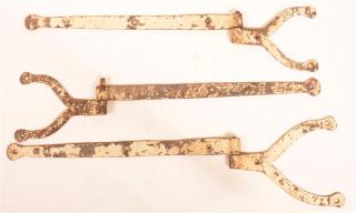 Appraisal: Two Part Wrought Iron Strap Hinges Three th Century Two