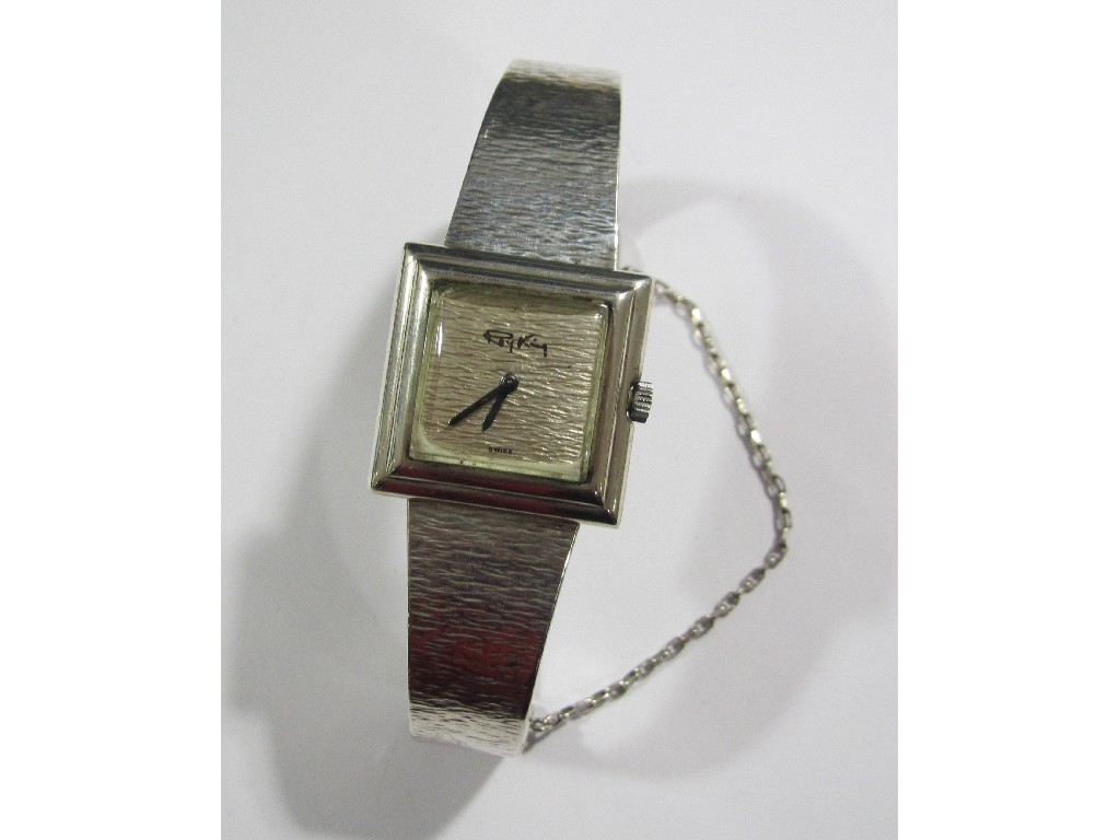 Appraisal: Nineteen seventies silver bracelet watch by Roy King