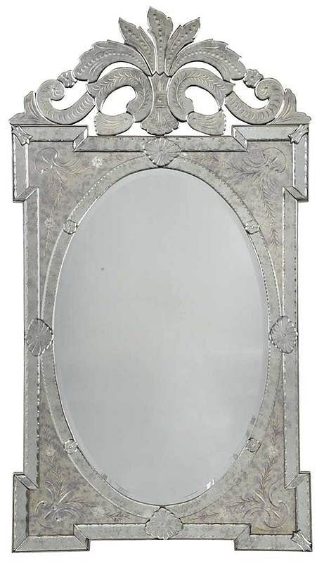 Appraisal: Venetian Etched and Mirror Framed Mirror th century x in