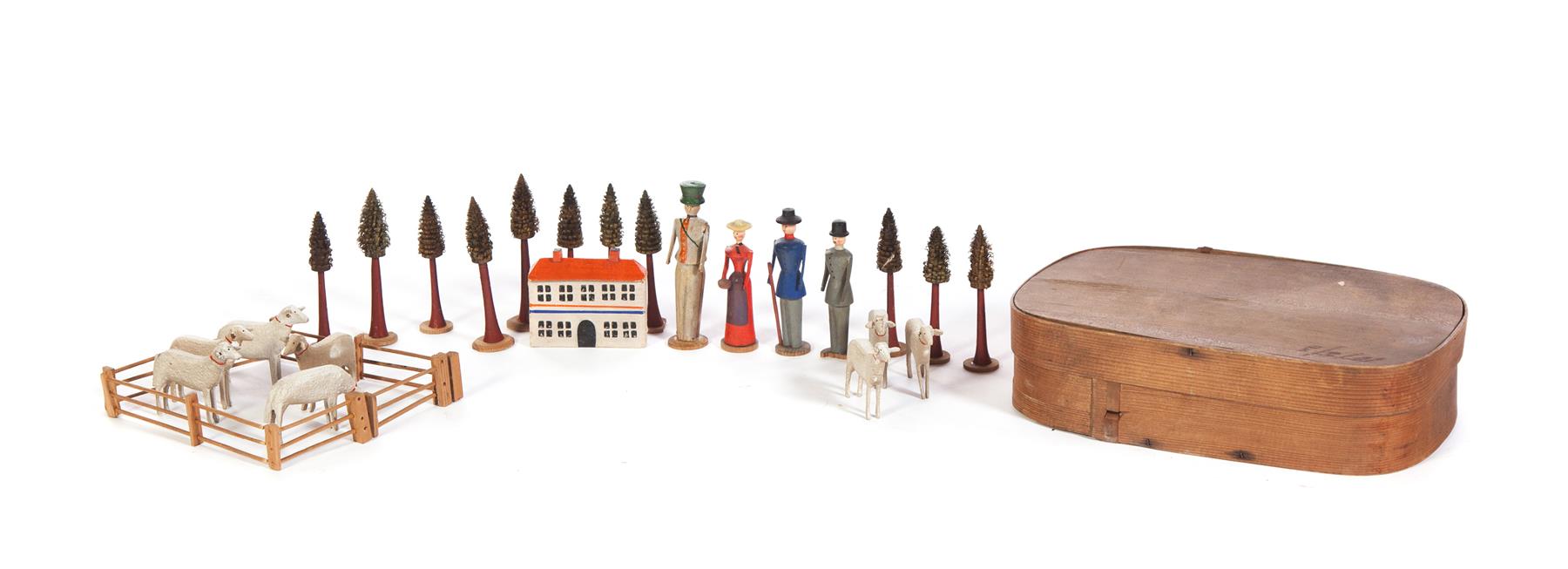 Appraisal: GERMAN WOODEN TOYS Second half- th century Wooden figures h