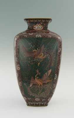 Appraisal: A Monumental Cloisonne Vase Meiji Period Square shaped vase with