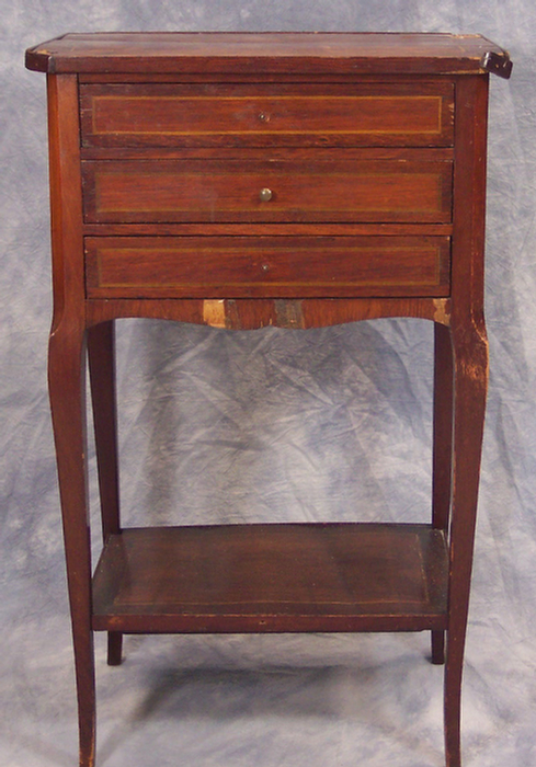 Appraisal: Inlaid mahogany drawer French nightstand losses to inlay and veneer