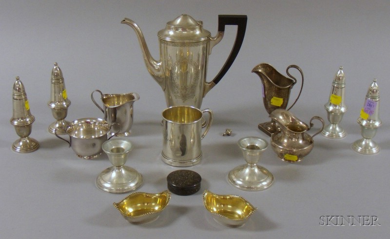 Appraisal: Fifteen Assorted Sterling Items a Meriden Britannia Company sterling teapot