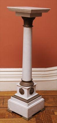 Appraisal: NEOCLASSICAL-STYLE GILT-METAL MOUNTED MARBLE PEDESTAL The square molded top over