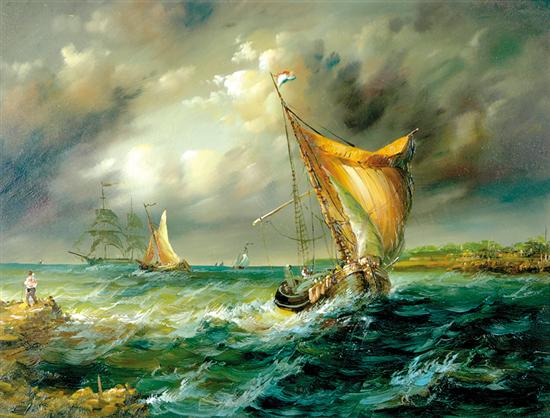 Appraisal: British school th th century ROUGH SEAS oil on panel