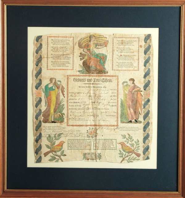 Appraisal: Printed and handcolored fraktur dated October for Susan Rheinol Annville