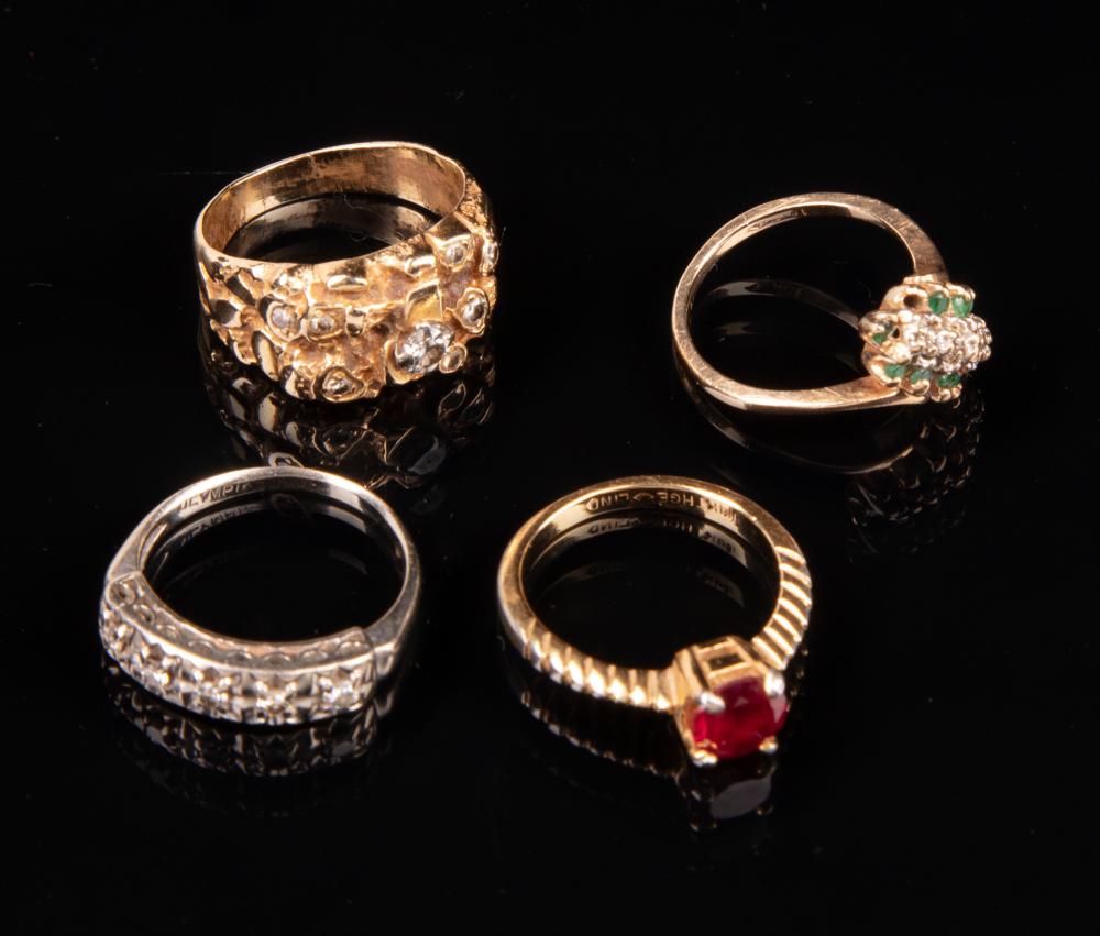 Appraisal: Group of Chris Owens' Rings incl kt yellow gold and