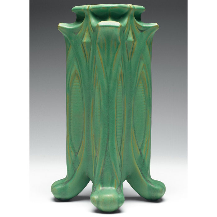 Appraisal: Unusual Teco vase designed by Fernand Moreau organic shape with