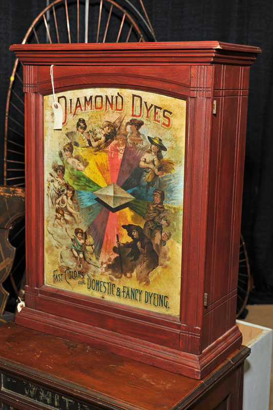 Appraisal: DIAMOND DYES STORE DISPLAY CASE Red stained case having a