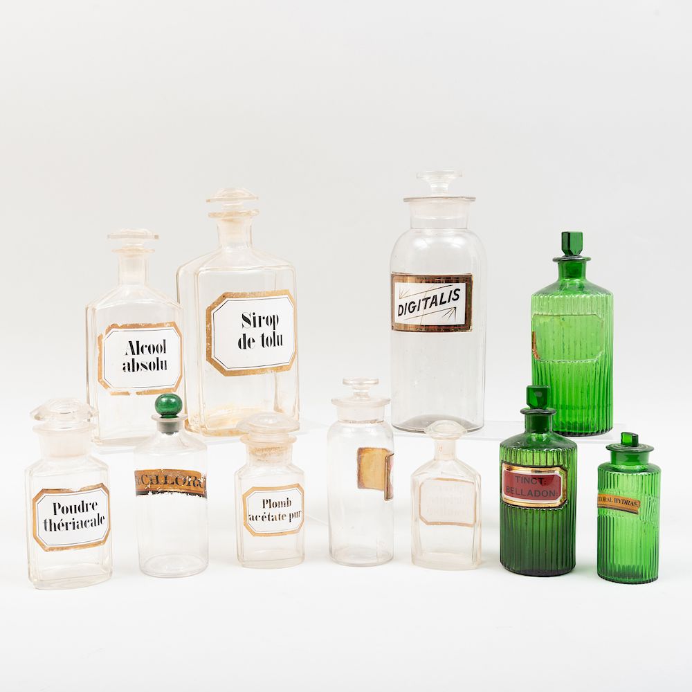 Appraisal: Group of Eleven Glass Apothecary Jars Of various sizes and