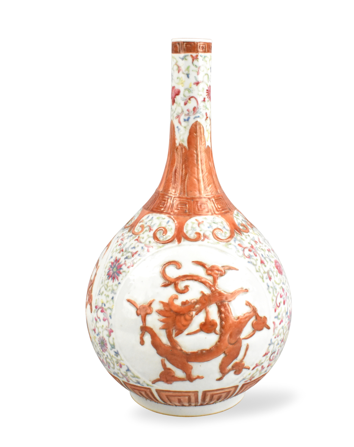 Appraisal: A Chinese famille rose and iron red dragon vase dating