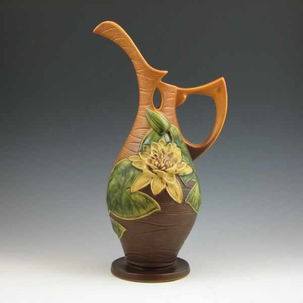 Appraisal: Roseville Water Lily ewer in brown Marked Roseville USA -