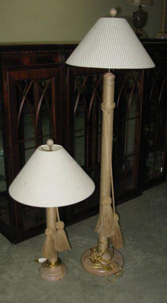 Appraisal: Table Lamp and Floor Lamp each wound with sisal and