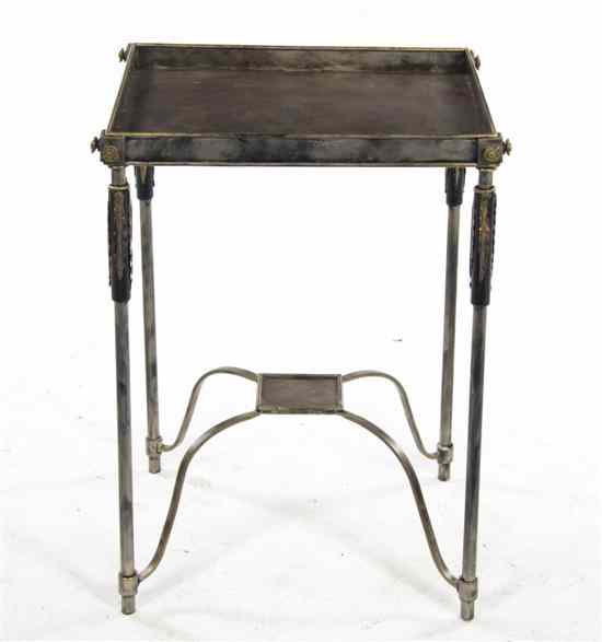 Appraisal: A Painted Metal Occasional Table the top of square form